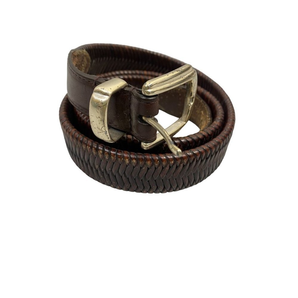 Vintage Brown Genuine‎ Leather Weaved Braided Belt size 40